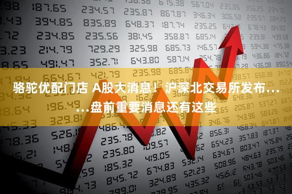骆驼优配门店 A股大消息！沪深北交易所发布……盘前重要消息还有这些